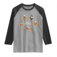 Just A Thankful Goose Raglan Shirt Funny Goose Turkey Thanksgiving Fall Season - Wonder Print Shop
