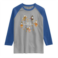 Just A Thankful Goose Raglan Shirt Funny Goose Turkey Thanksgiving Fall Season - Wonder Print Shop