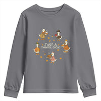 Just A Thankful Goose Youth Sweatshirt Funny Goose Turkey Thanksgiving Fall Season - Wonder Print Shop