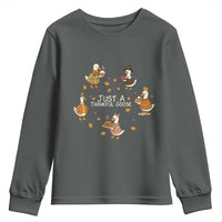 Just A Thankful Goose Youth Sweatshirt Funny Goose Turkey Thanksgiving Fall Season - Wonder Print Shop
