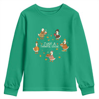 Just A Thankful Goose Youth Sweatshirt Funny Goose Turkey Thanksgiving Fall Season - Wonder Print Shop