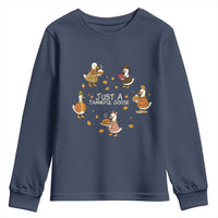 Just A Thankful Goose Youth Sweatshirt Funny Goose Turkey Thanksgiving Fall Season - Wonder Print Shop