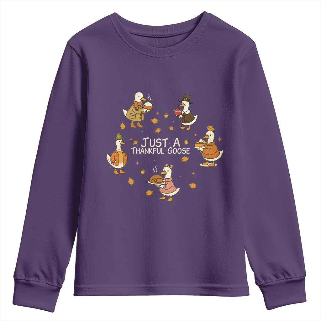 Just A Thankful Goose Youth Sweatshirt Funny Goose Turkey Thanksgiving Fall Season - Wonder Print Shop