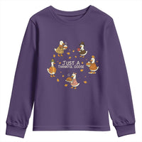 Just A Thankful Goose Youth Sweatshirt Funny Goose Turkey Thanksgiving Fall Season - Wonder Print Shop