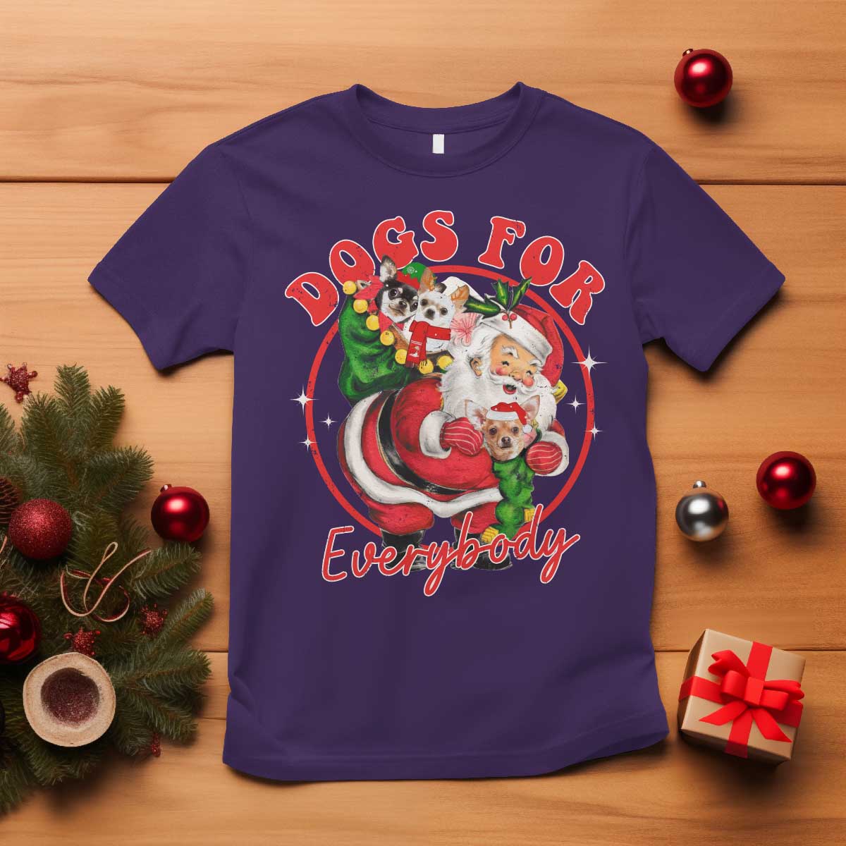 Funny Christmas Dog Owner T Shirt Dogs For Everybody Santa Sack Chihuahua - Wonder Print Shop