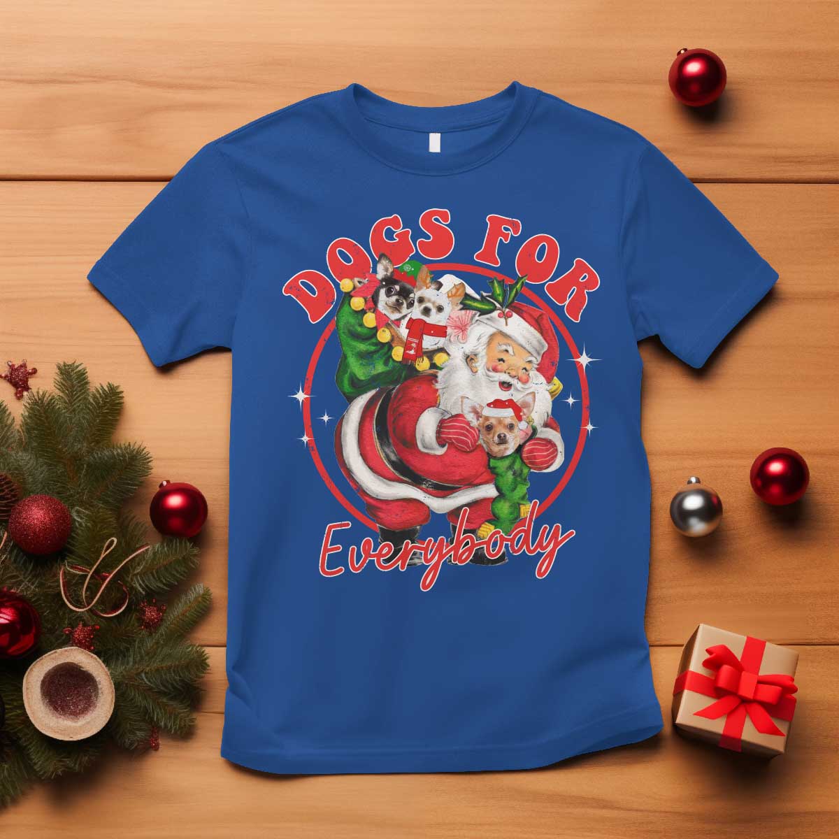 Funny Christmas Dog Owner T Shirt Dogs For Everybody Santa Sack Chihuahua - Wonder Print Shop