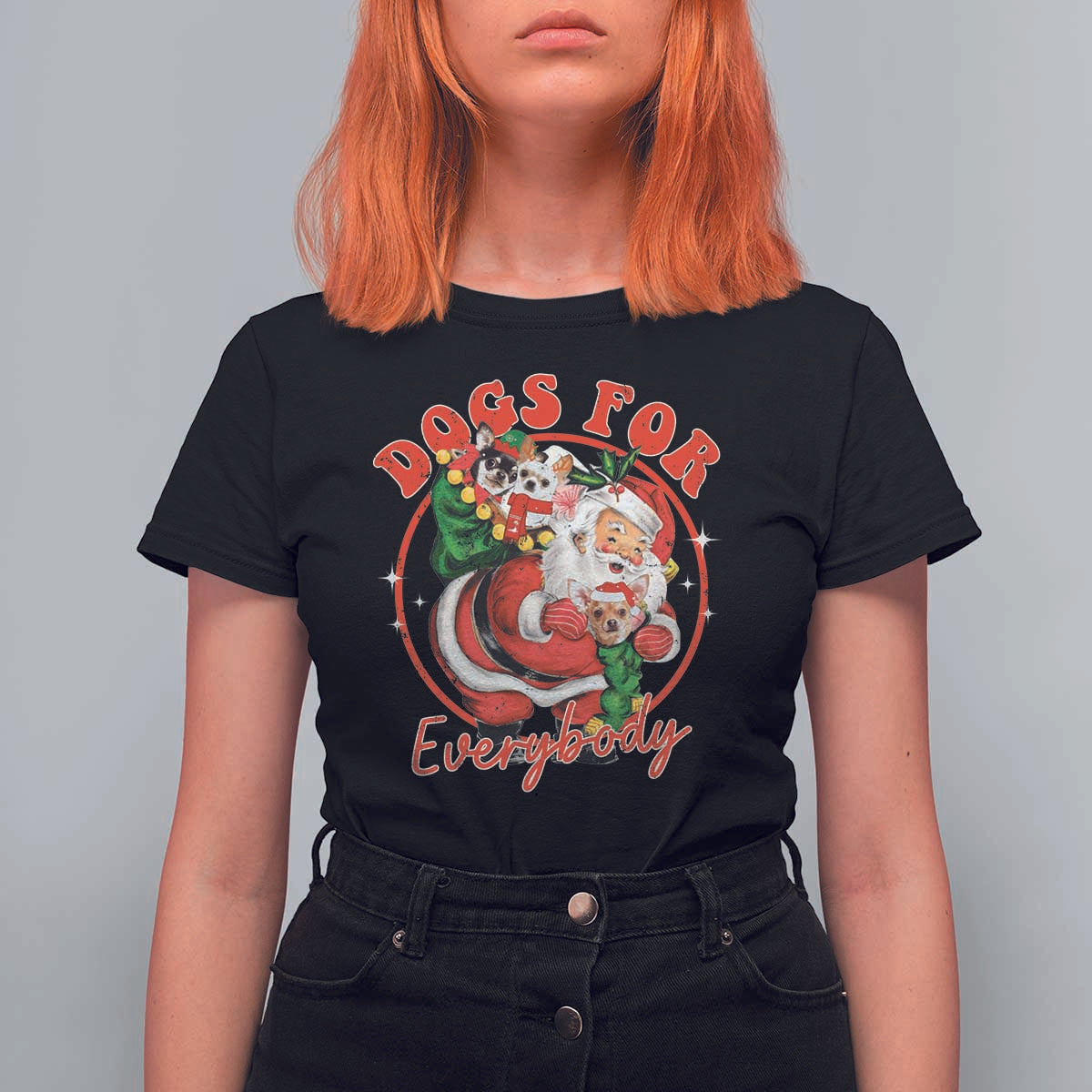 Funny Christmas Dog Owner T Shirt For Women Dogs For Everybody Santa Sack Chihuahua - Wonder Print Shop