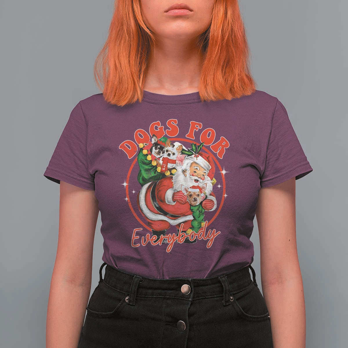 Funny Christmas Dog Owner T Shirt For Women Dogs For Everybody Santa Sack Chihuahua - Wonder Print Shop