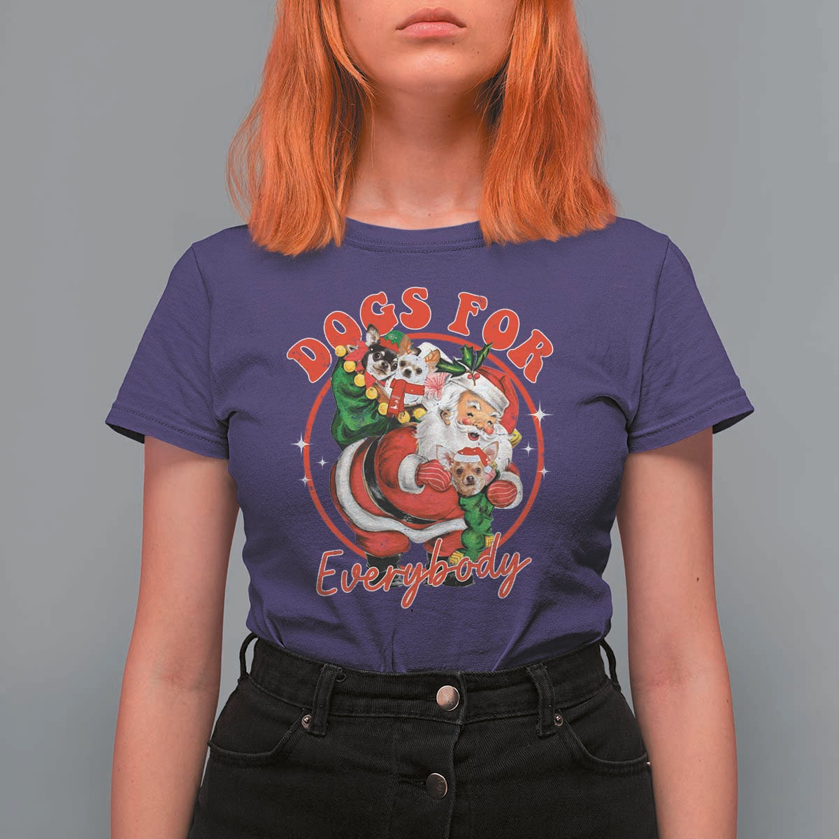 Funny Christmas Dog Owner T Shirt For Women Dogs For Everybody Santa Sack Chihuahua - Wonder Print Shop