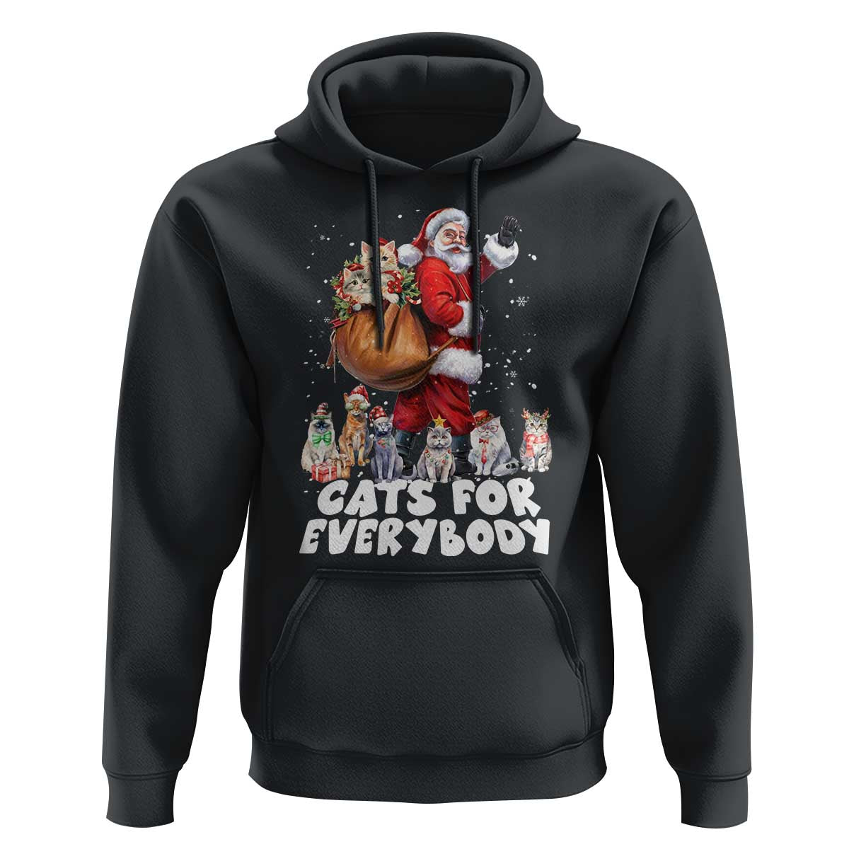 Funny Christmas Cat Hoodie Cats For Everybody Xmas Santa Pet