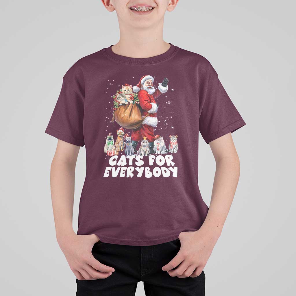 Funny Christmas Cat T Shirt For Kid Cats For Everybody Xmas Santa Pet - Wonder Print Shop