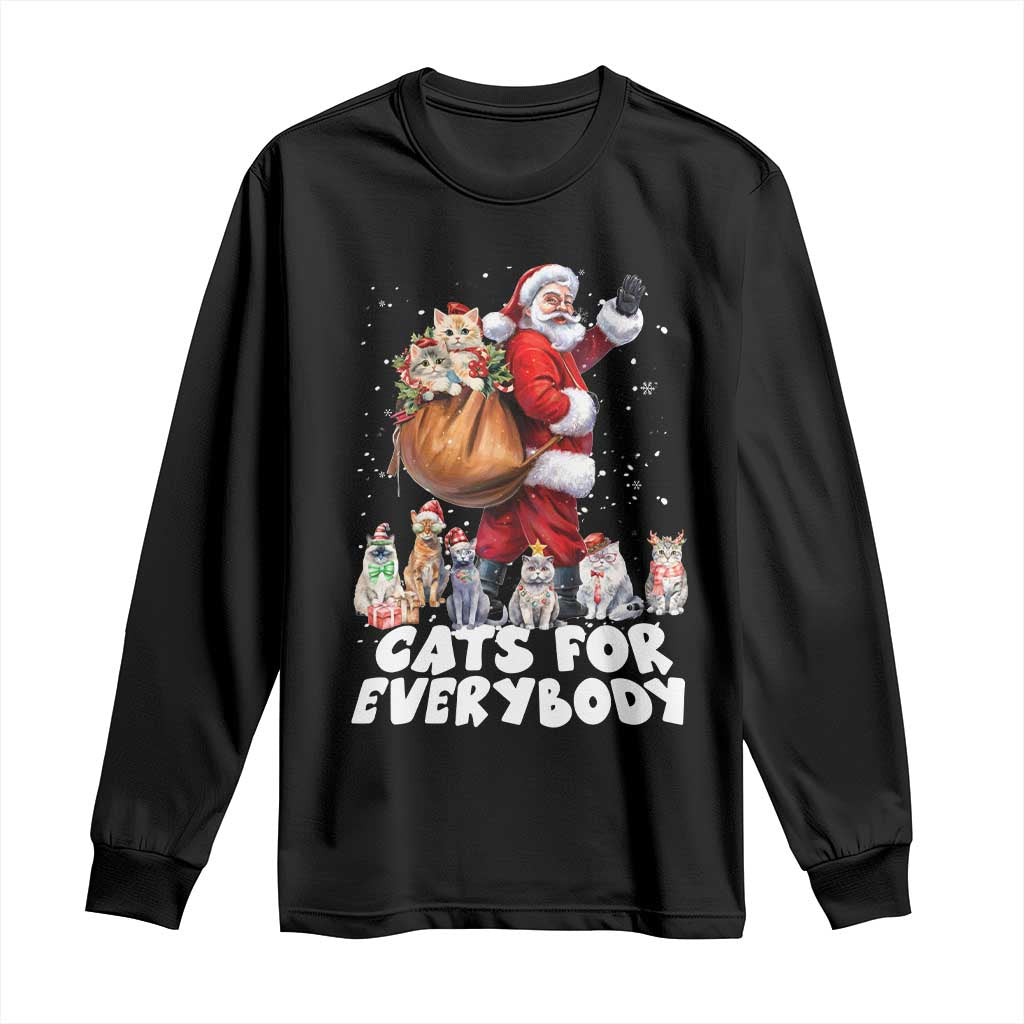 Funny Christmas Cat Long Sleeve Shirt Cats For Everybody Xmas Santa Pet