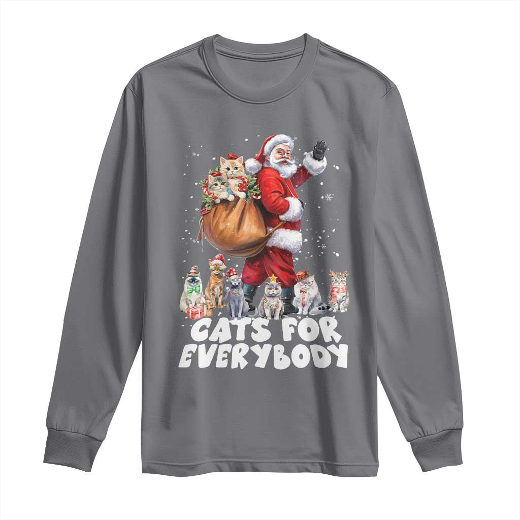 Funny Christmas Cat Long Sleeve Shirt Cats For Everybody Xmas Santa Pet