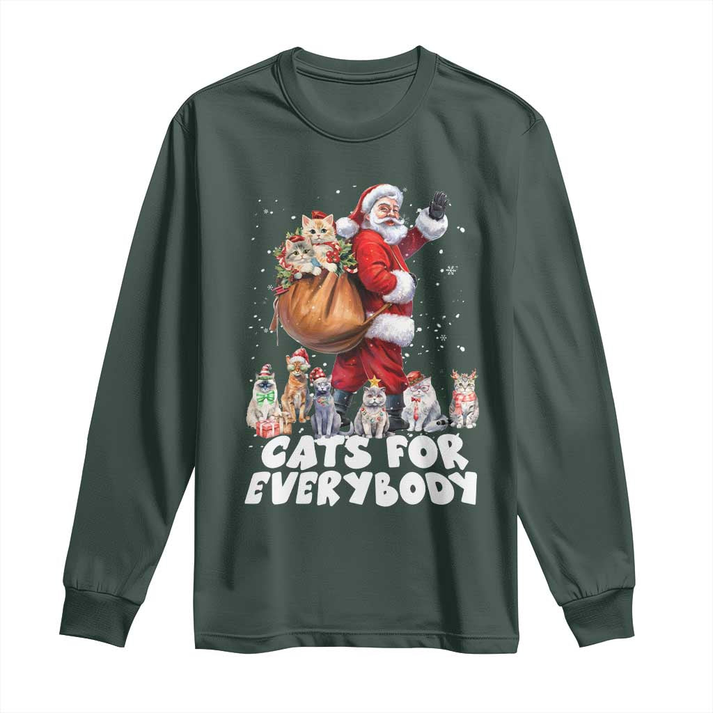 Funny Christmas Cat Long Sleeve Shirt Cats For Everybody Xmas Santa Pet