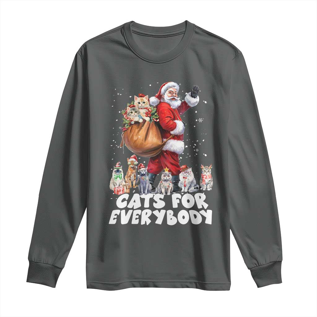 Funny Christmas Cat Long Sleeve Shirt Cats For Everybody Xmas Santa Pet