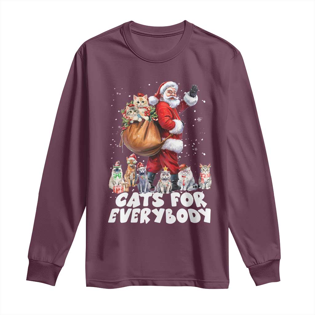Funny Christmas Cat Long Sleeve Shirt Cats For Everybody Xmas Santa Pet