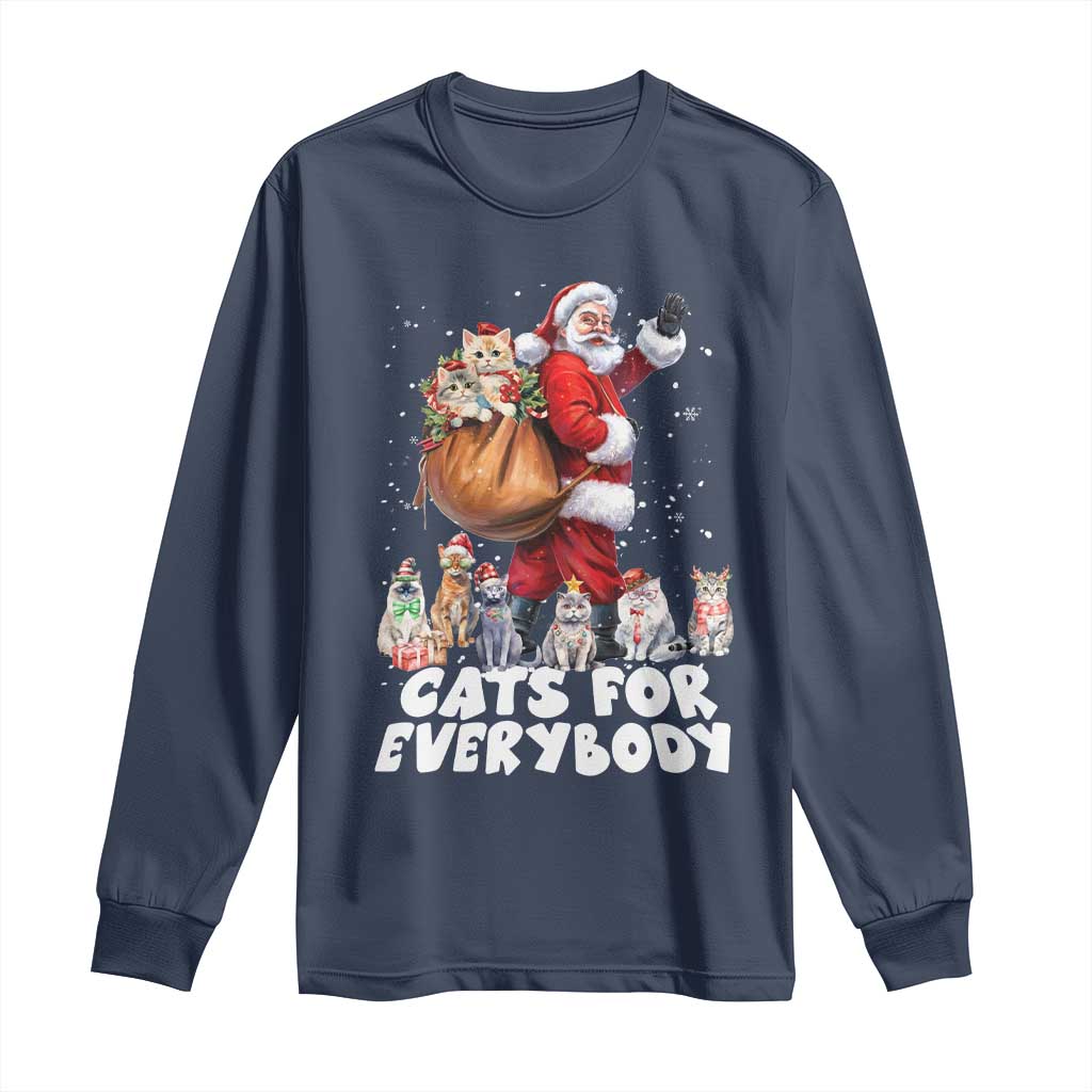 Funny Christmas Cat Long Sleeve Shirt Cats For Everybody Xmas Santa Pet