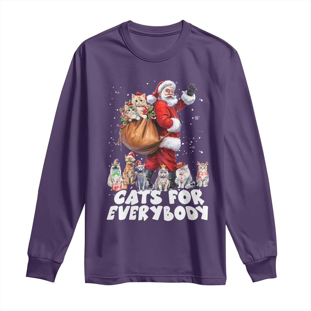 Funny Christmas Cat Long Sleeve Shirt Cats For Everybody Xmas Santa Pet
