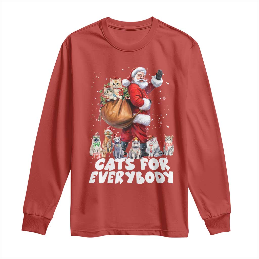 Funny Christmas Cat Long Sleeve Shirt Cats For Everybody Xmas Santa Pet