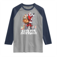 Funny Christmas Cat Raglan Shirt Cats For Everybody Xmas Santa Pet - Wonder Print Shop