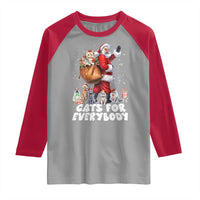 Funny Christmas Cat Raglan Shirt Cats For Everybody Xmas Santa Pet - Wonder Print Shop