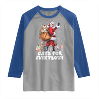 Funny Christmas Cat Raglan Shirt Cats For Everybody Xmas Santa Pet - Wonder Print Shop