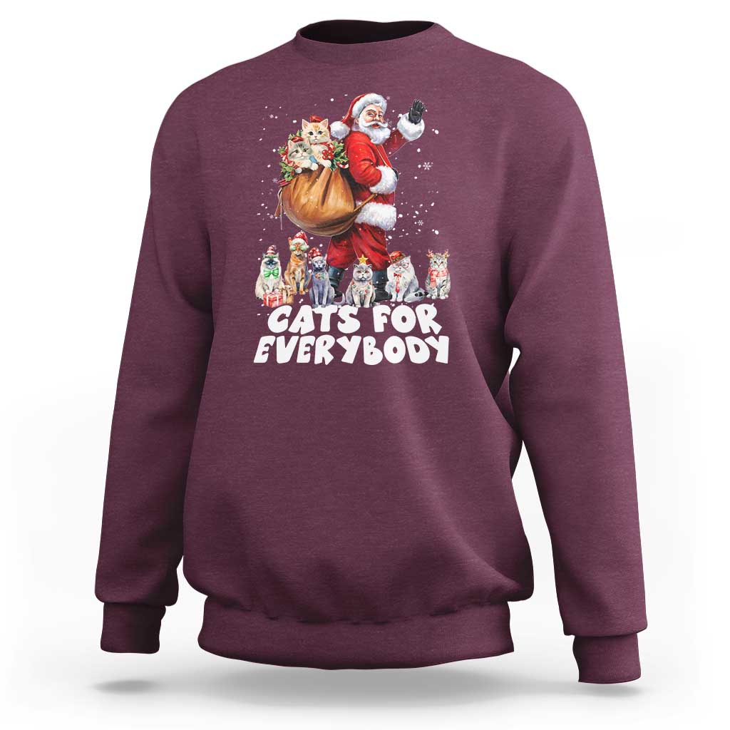 Funny Christmas Cat Sweatshirt Cats For Everybody Xmas Santa Pet - Wonder Print Shop