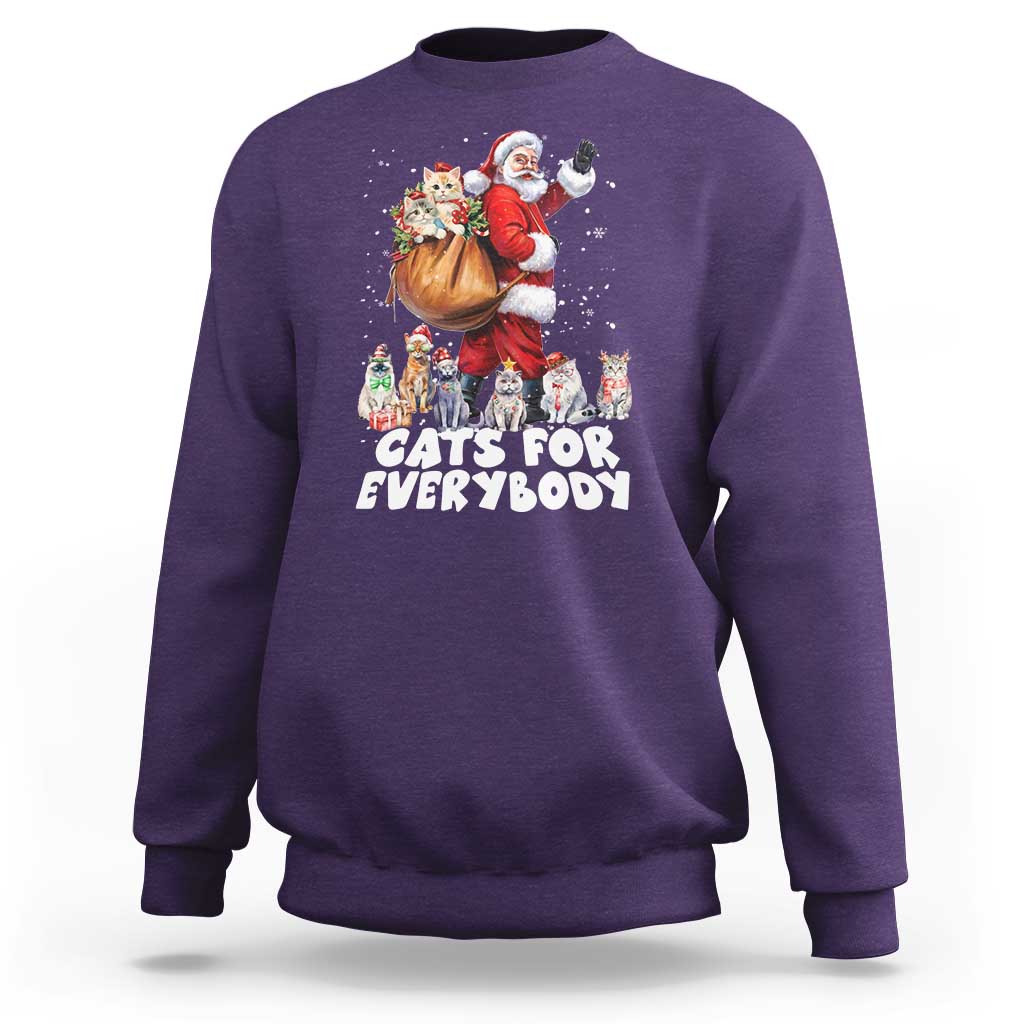 Funny Christmas Cat Sweatshirt Cats For Everybody Xmas Santa Pet - Wonder Print Shop