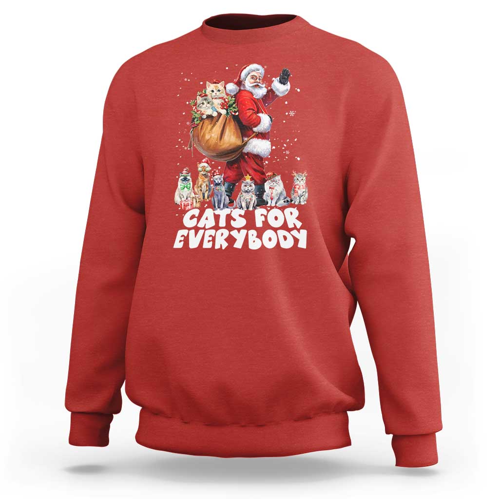 Funny Christmas Cat Sweatshirt Cats For Everybody Xmas Santa Pet - Wonder Print Shop
