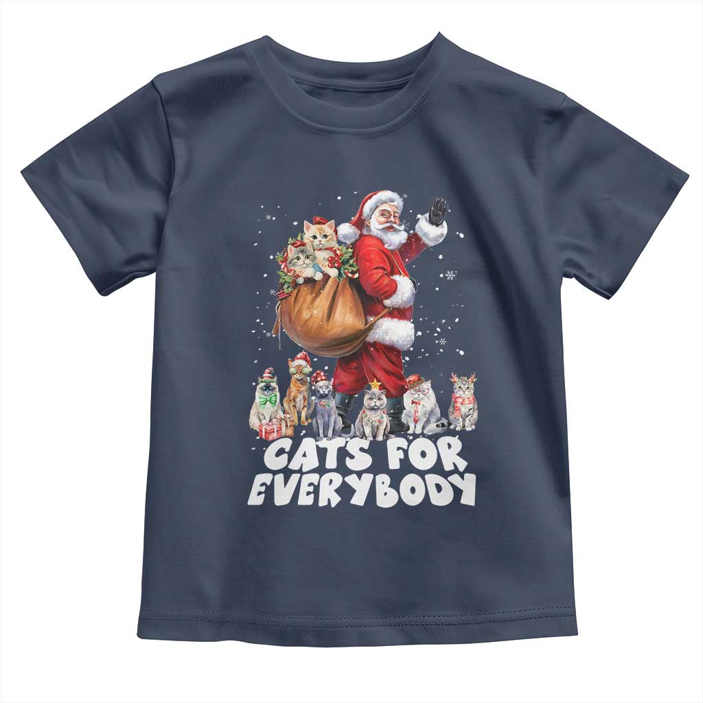 Funny Christmas Cat Toddler T Shirt Cats For Everybody Xmas Santa Pet