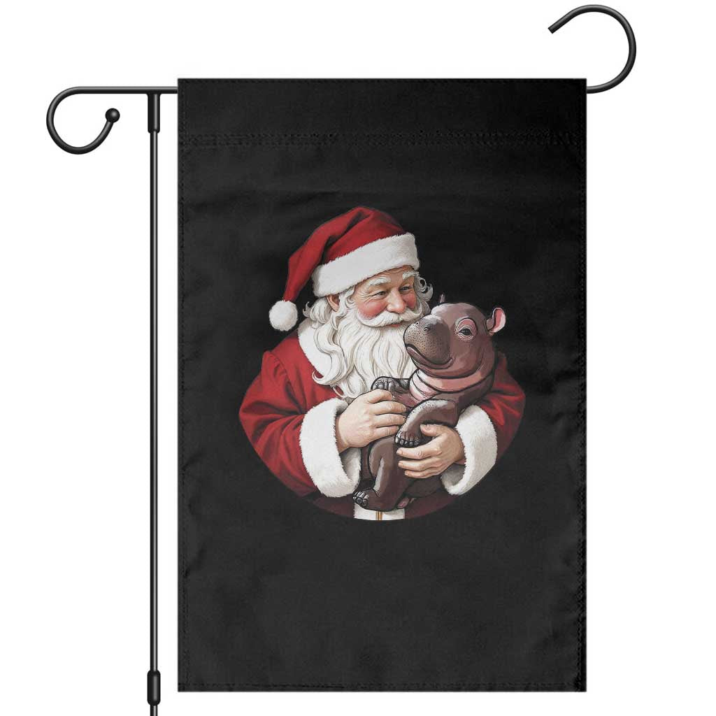 Funny Moo Deng Christmas Garden Flag Santa Cute Hippo Zoo Meme Baby Pygmy - Wonder Print Shop