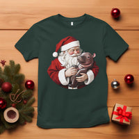 Funny Moo Deng Christmas T Shirt Santa Cute Hippo Zoo Meme Baby Pygmy - Wonder Print Shop