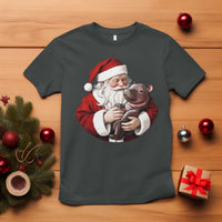 Funny Moo Deng Christmas T Shirt Santa Cute Hippo Zoo Meme Baby Pygmy - Wonder Print Shop