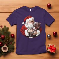 Funny Moo Deng Christmas T Shirt Santa Cute Hippo Zoo Meme Baby Pygmy - Wonder Print Shop