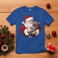Funny Moo Deng Christmas T Shirt Santa Cute Hippo Zoo Meme Baby Pygmy - Wonder Print Shop