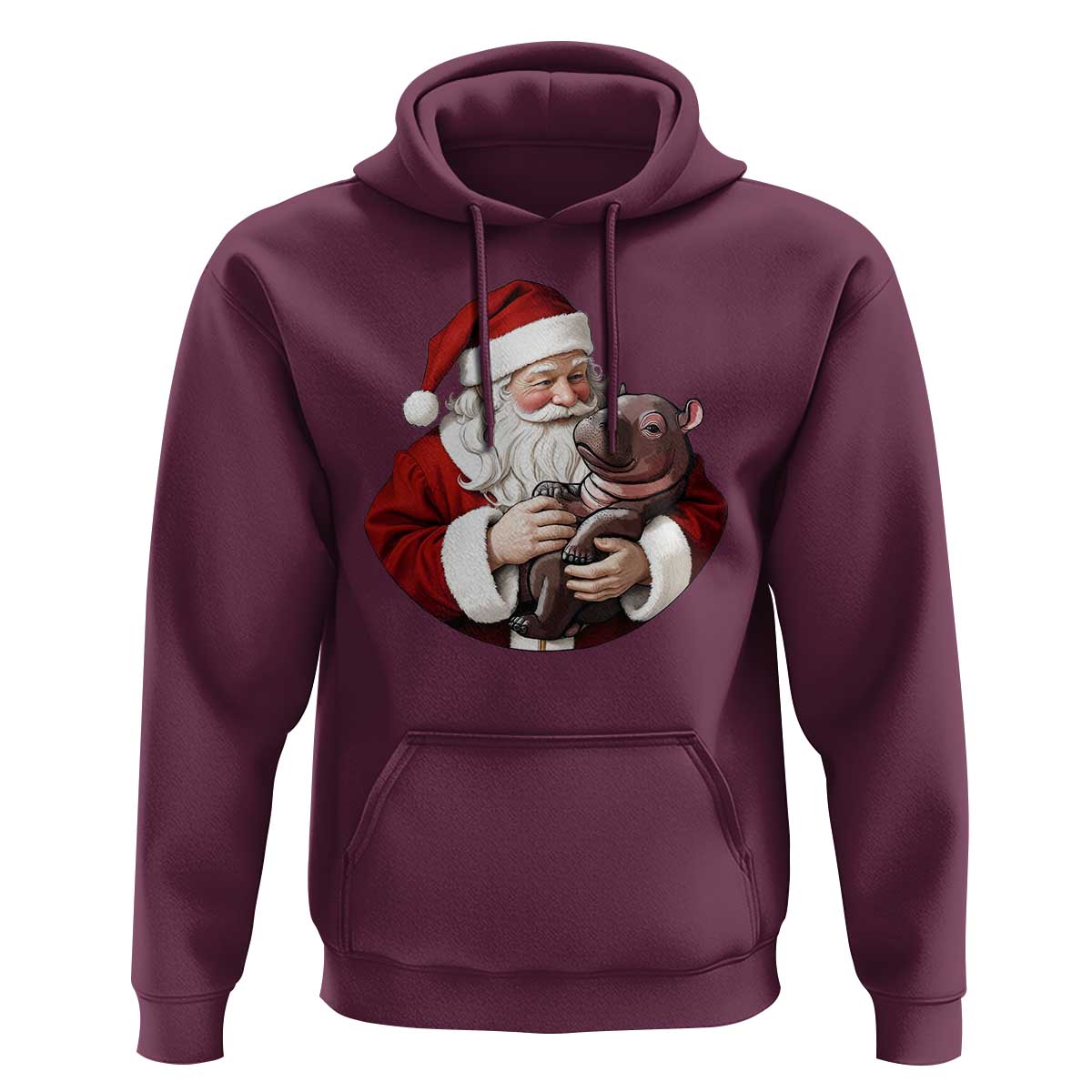 Funny Moo Deng Christmas Hoodie Santa Cute Hippo Zoo Meme Baby Pygmy