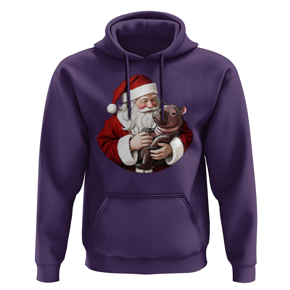 Funny Moo Deng Christmas Hoodie Santa Cute Hippo Zoo Meme Baby Pygmy