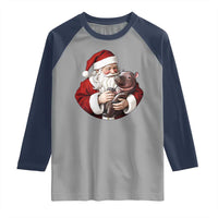 Funny Moo Deng Christmas Raglan Shirt Santa Cute Hippo Zoo Meme Baby Pygmy - Wonder Print Shop