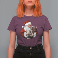 Funny Moo Deng Christmas T Shirt For Women Santa Cute Hippo Zoo Meme Baby Pygmy - Wonder Print Shop