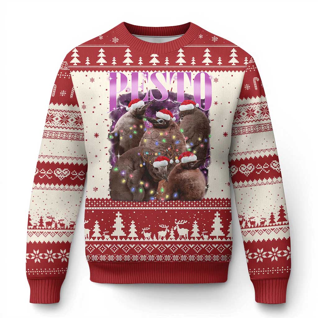 Funny Pesto The Penguin Xmas Ugly Christmas Sweater - Wonder Print Shop