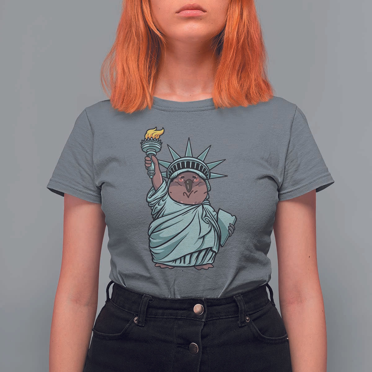 Funny Pesto The Penguin Statue Of Liberty T Shirt For Women - Wonder Print Shop