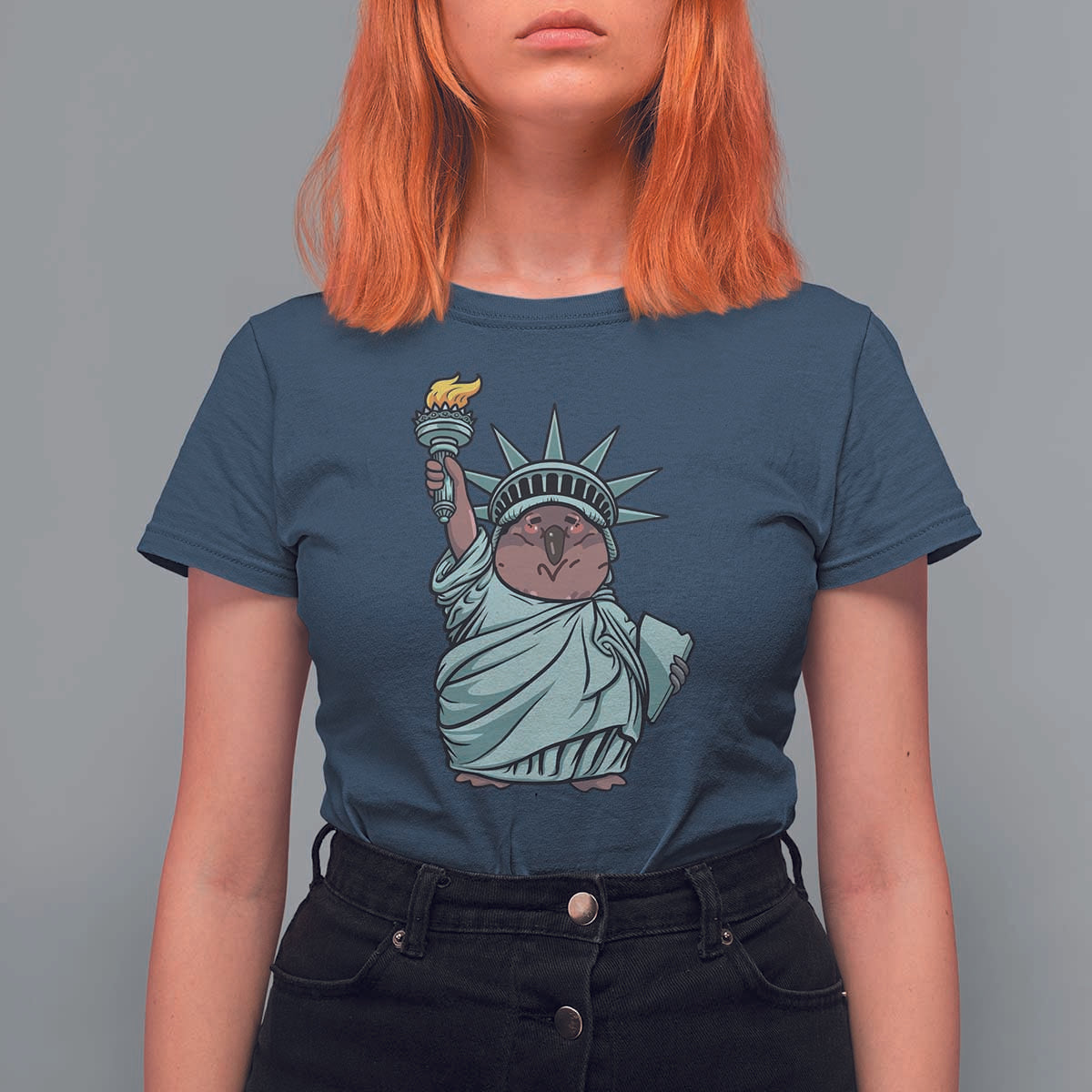 Funny Pesto The Penguin Statue Of Liberty T Shirt For Women - Wonder Print Shop