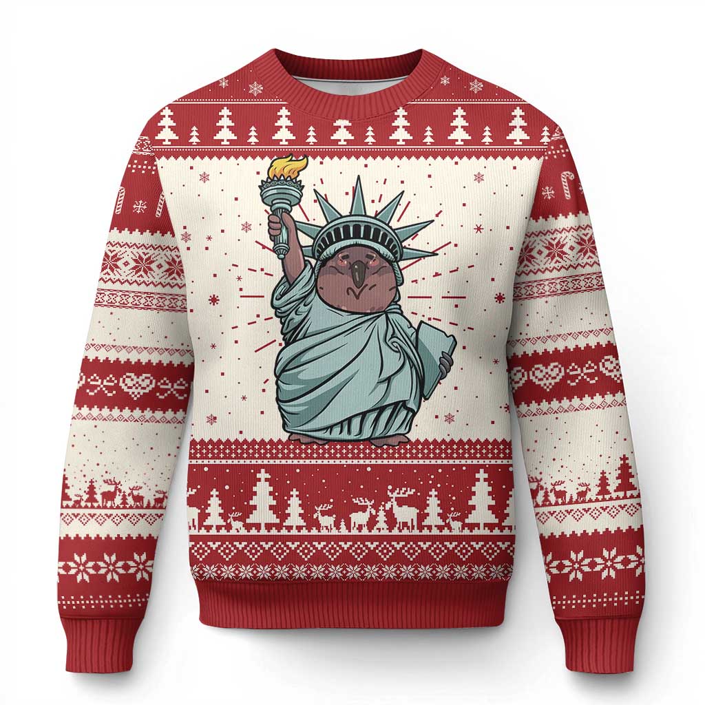 Funny Pesto The Penguin Statue Of Liberty Ugly Christmas Sweater - Wonder Print Shop