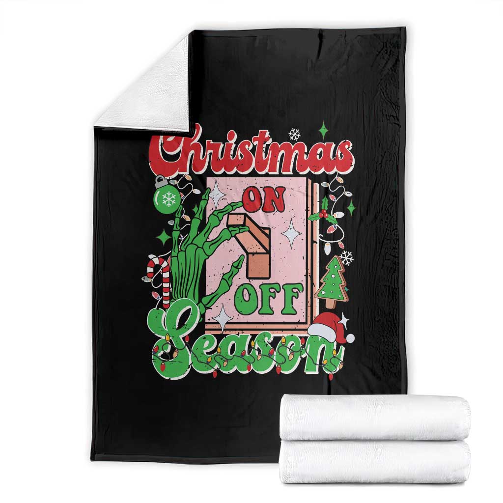 Funny Christmas Season Throw Blanket Switch Red And Green Skeleton Hand - Wonder Print Shop