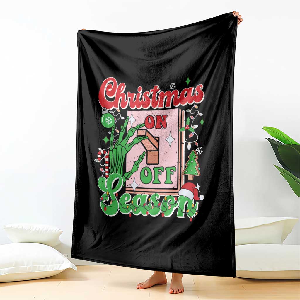 Funny Christmas Season Throw Blanket Switch Red And Green Skeleton Hand - Wonder Print Shop