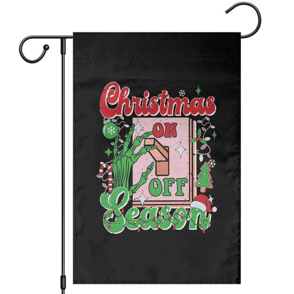 Funny Christmas Season Garden Flag Switch Red And Green Skeleton Hand - Wonder Print Shop