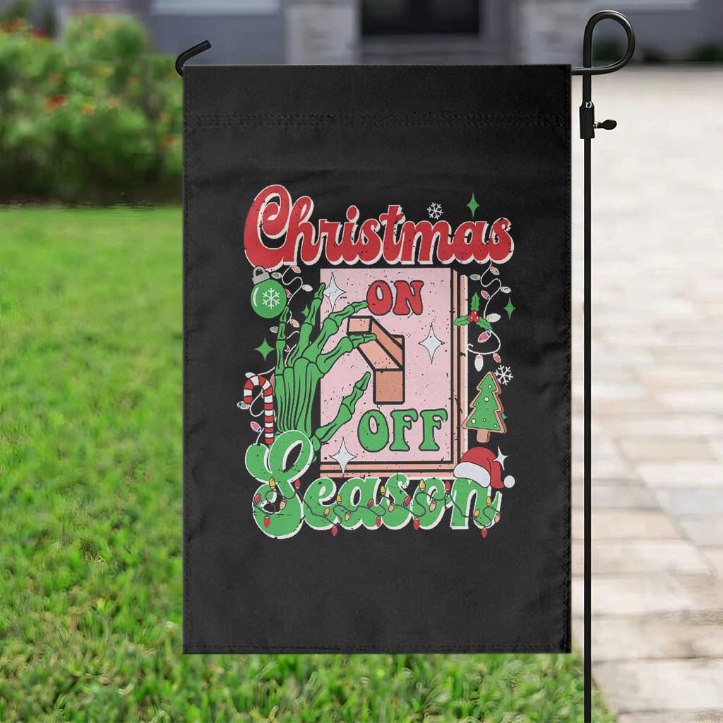 Funny Christmas Season Garden Flag Switch Red And Green Skeleton Hand - Wonder Print Shop
