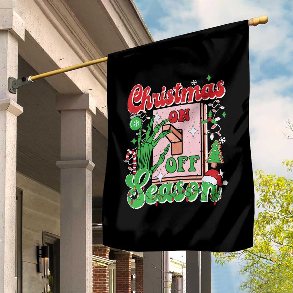 Funny Christmas Season Garden Flag Switch Red And Green Skeleton Hand - Wonder Print Shop