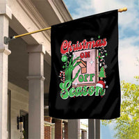 Funny Christmas Season Garden Flag Switch Red And Green Skeleton Hand - Wonder Print Shop
