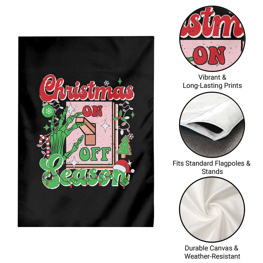 Funny Christmas Season Garden Flag Switch Red And Green Skeleton Hand - Wonder Print Shop